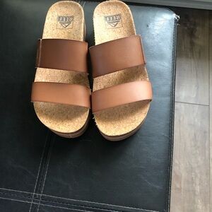 Reef Tan Cork Slide Sandals